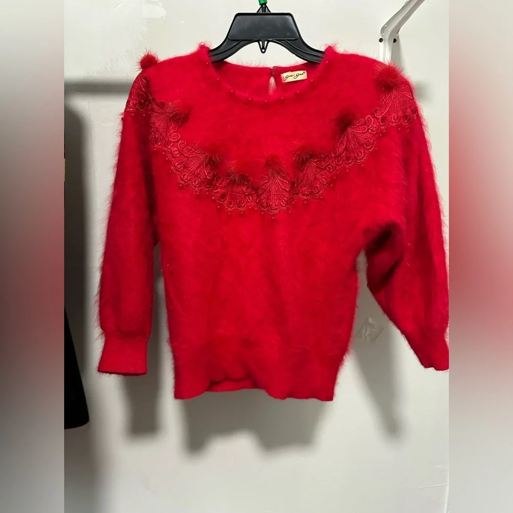 Elegant Red Crew Neck Sweater - Picture 2 of 5